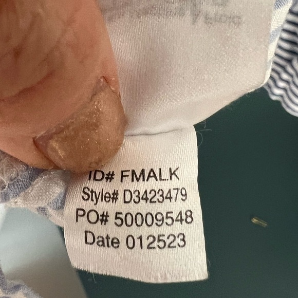 DONNA KARAN Striped Seersucker Notch Collar Button Front Sleep Top Size XL - Picture 7 of 7